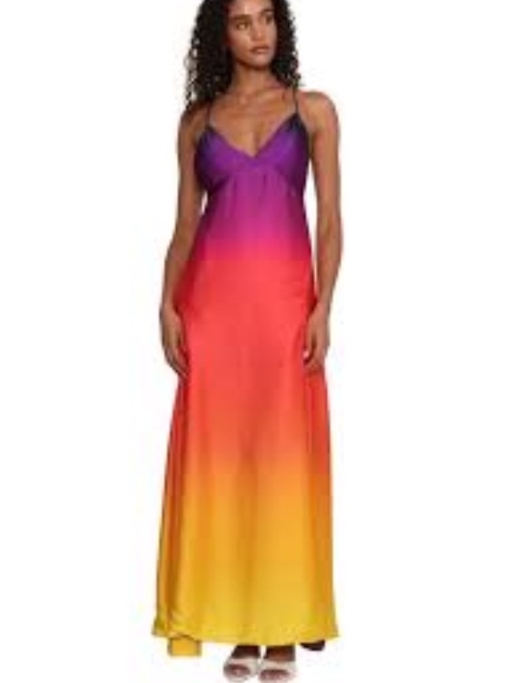 Gradient Slip Maxi Dress in Purple, Red & Yellow